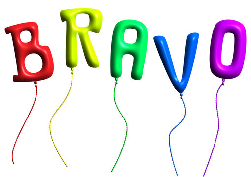 Le mot bravo &eacute;crit avec des lettres en forme de ballon de baudruche