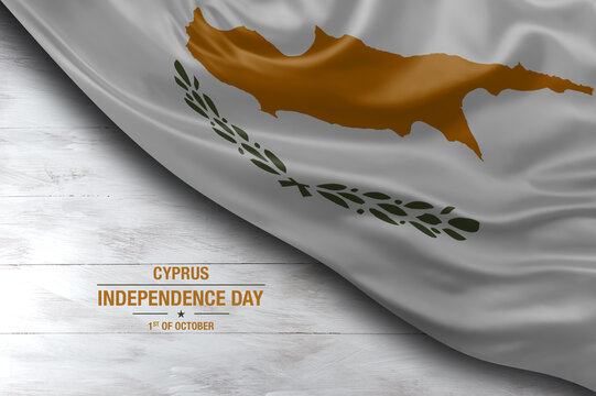 Cyprus independence day greetings card with flag and white background