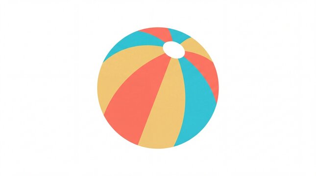 Colorful striped inflatable rubber beach ball toy for pool games, summer water holiday activity flat vector graphic illustration on clean white background