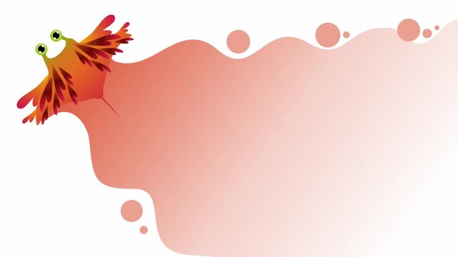 orange stingray swimming across pastel pink ocean water background