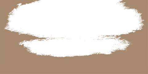 Fototapeta premium Beige brush stroke frame with rough textured edges on a white background