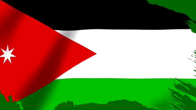 National flag of Jordan featuring a stylized grunge brush stroke design element for patriotic backgrounds and graphic illustrations