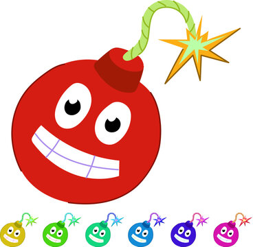 detonation bomb character cartoon. fuse blast, dynamite grenade, warhead tnt detonation bomb character sign vector