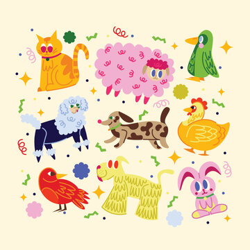 Playful Cartoon Animal Character Illustration