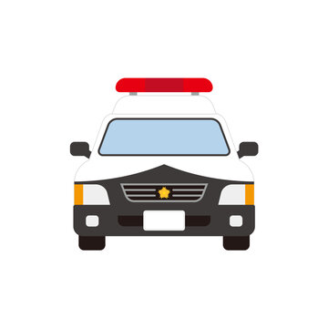 パトカーの正面のイラスト