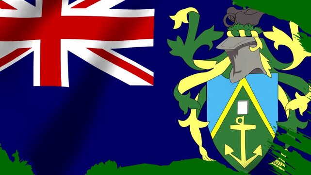 Official national flag of Pitcairn Islands featuring a blue field with Union Jack and coat of arms