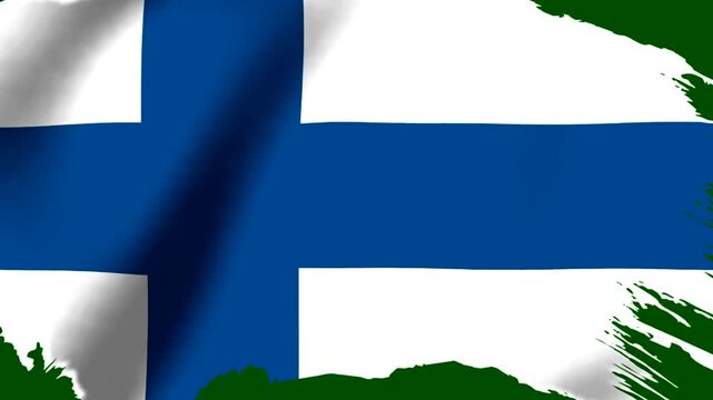 The national flag of finland with a stylized artistic paint brush stroke effect