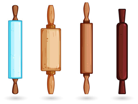 Vibrant rolling pins set for baking and cooking illustration on transparent background