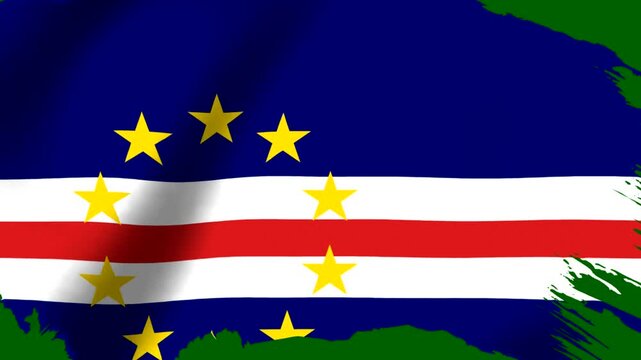 Waving flag of Cape Verde with a rustic grunge border frame effect