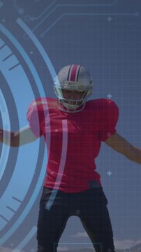 Animation of digital interface with safe lock american football player
