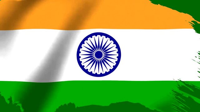 Waving flag of India with a grunge artistic brush stroke effect design