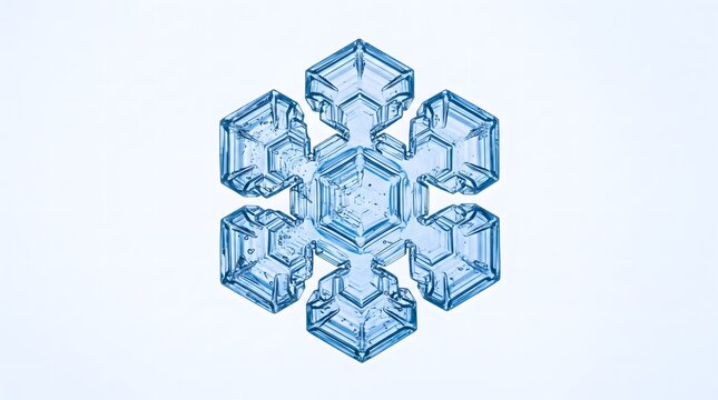 Detailed macro shot of a single icy snowflake with intricate hexagonal crystal patterns ice crystal snow crystal hexagonal pattern winter weather frozen water ice flake winter nature snowflake