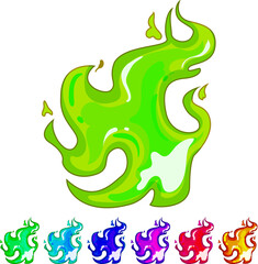Obraz premium heat flame cartoon. hot burn, bonfire danger, campfire glow heat flame sign colorful illustration