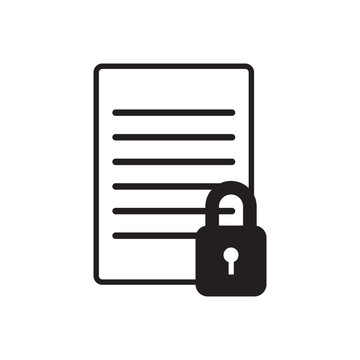File Document with Lock Line Icon for Data Privacy Vector
