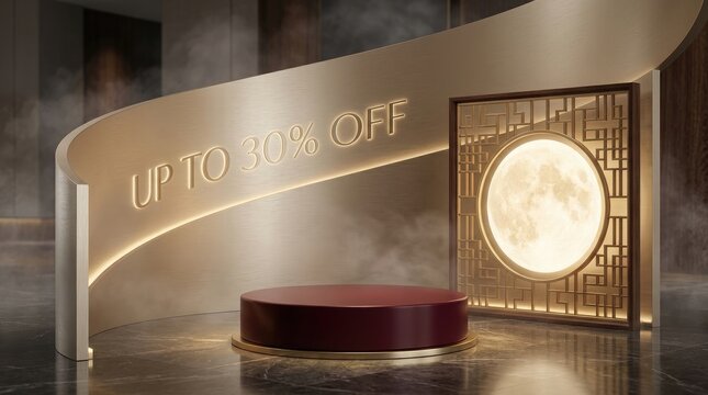 Elegant product display podium featuring traditional chinese elements for the beautiful mid autum festival china seasonal holiday celebration event