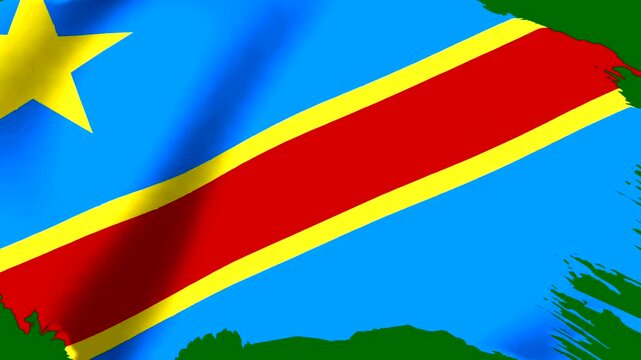 Waving flag of the Democratic Republic of the Congo with artistic grunge paint brush strokes