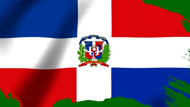 Waving flag of the Dominican Republic with artistic grunge brush strokes