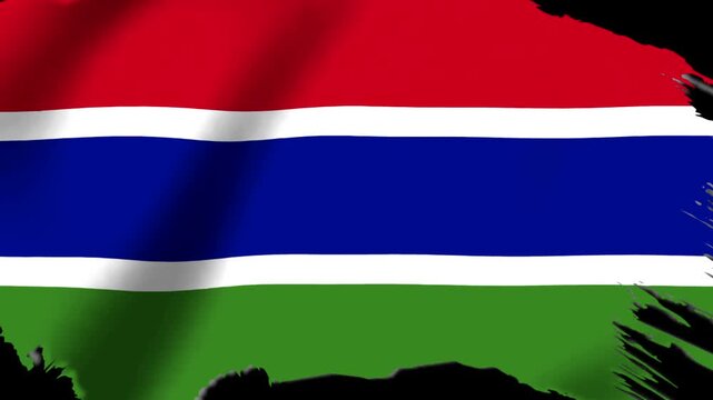 Waving flag of The Gambia with a rugged torn edge effect for patriotic design