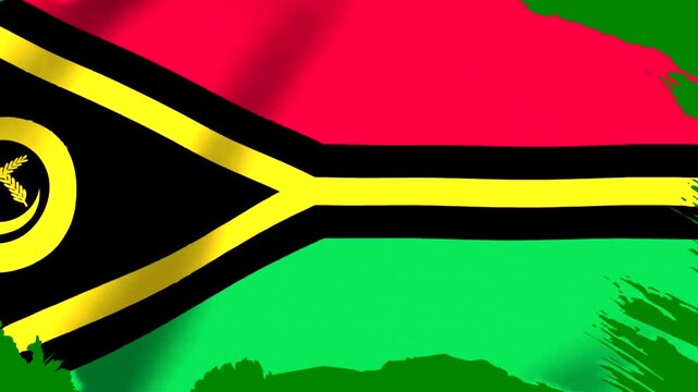 Waving flag of Vanuatu featuring a vibrant brush stroke artistic style design