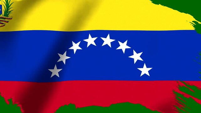 Waving flag of Venezuela with yellow blue and red horizontal stripes