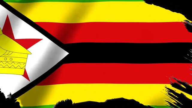 Waving flag of Zimbabwe with a textured grunge edge effect design