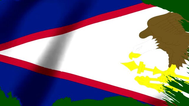 Waving national flag of american samoa with vibrant colors and eagle emblem design