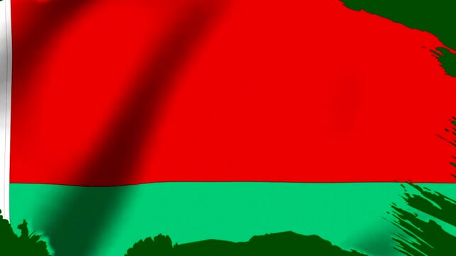 Waving national flag of belarus with a textured fabric surface effect