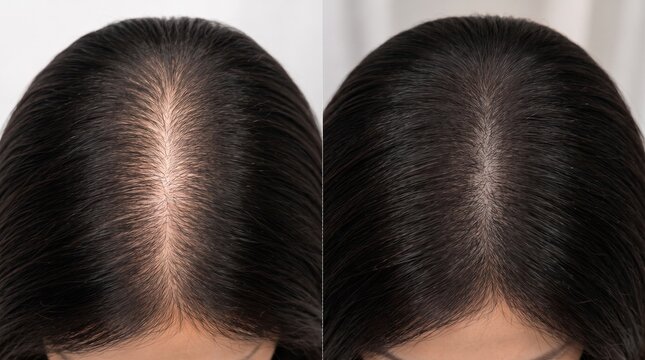 Before and after female scalp density camouflage