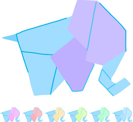 Naklejka premium rabbit origami animals cartoon. elephant swan, butterfly dog, fish horse rabbit origami animals sign vector