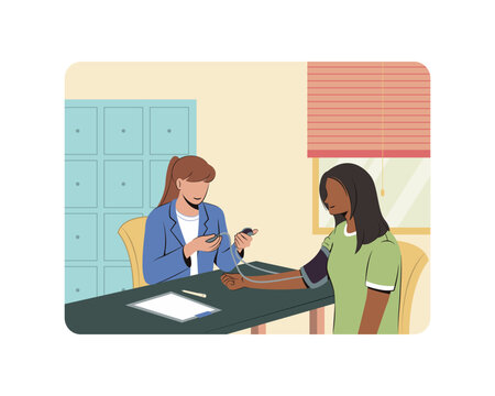 Female Doctor Checking Blood Pressure