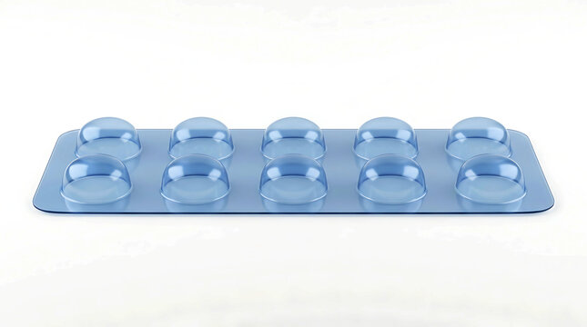 Empty blue plastic blister pack for medicine tablets or pills containers.