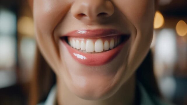 美味しいものを味わった後に満足げな笑みを浮かべる女性の艶やかな唇