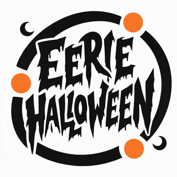 Eerie halloween dripping spooky typography design inside a circular frame with spooky text black and orange trick or treat t shirt halloween celebration illustration seasonal mysterious