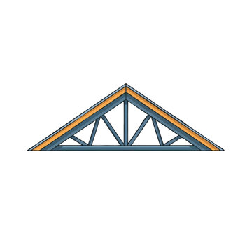 Roof Truss Illustration, Triangular Steel Frame Construction Element Vector