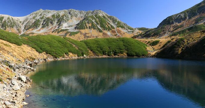 室堂のミクリガ池と秋の立山連峰