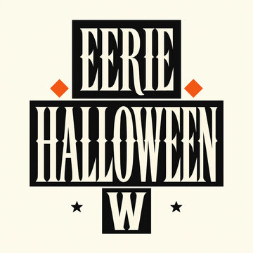 Eerie halloween typography badge with black rectangular frames and orange diamonds halloween typography illustration celebration seasonal decorative lettering