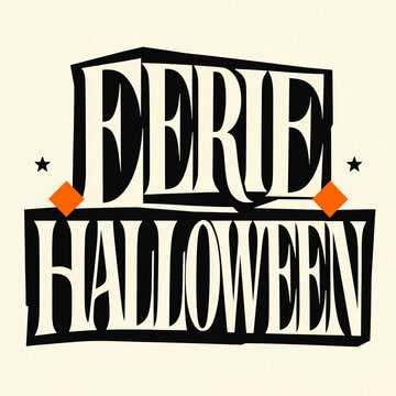 Eerie halloween typography title inside rectangular frames with orange diamonds halloween typography illustration celebration seasonal decorative lettering