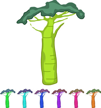 oil baobab tree cartoon. vitamin fiber, antioxidant superfood, nutrients drought oil baobab tree sign vector