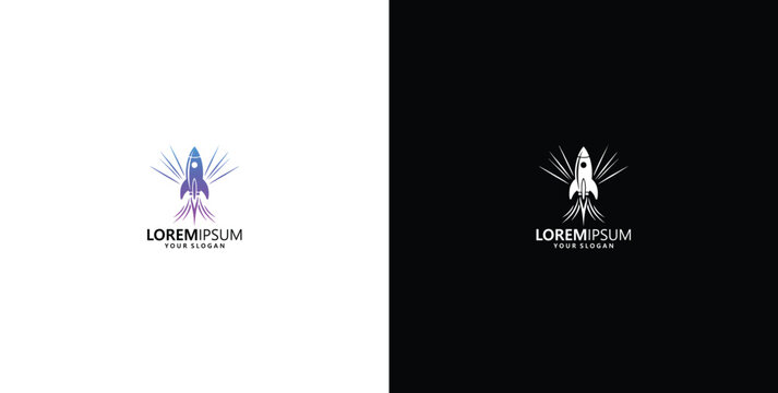 Modern rocket launch logo set for startup growth concept, innovative business exploration, and fast tech success