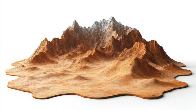 Desert mountain range, 3D render, isolated, nature background, geography