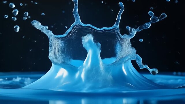 Three dynamic close-ups of a water splash in the shape of a crown, captured mid-action against a dark background.