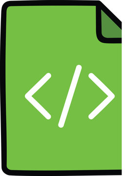 Green coding file icon. Green document icon with code brackets for web development