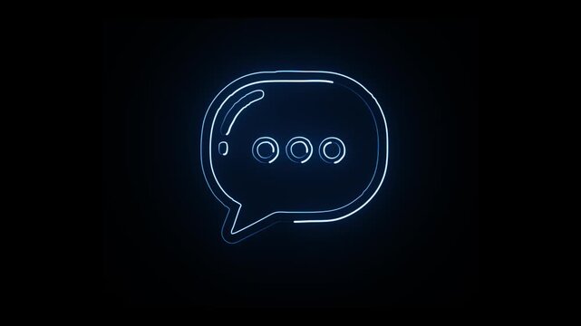Bright neon blue speech bubble saber light glow Message Box Animation 