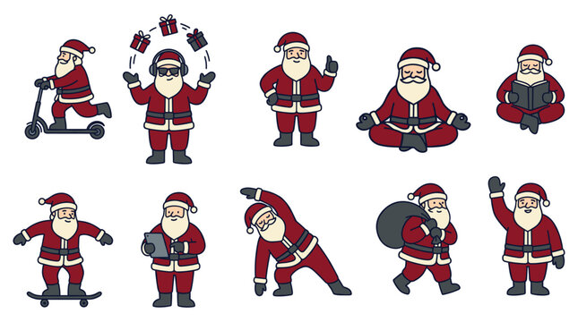 Santa Claus character collection. Santa Claus characters in various poses for holiday projects
