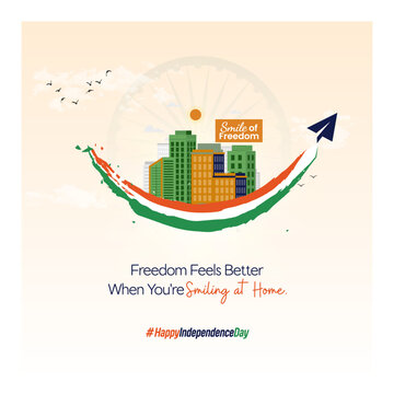 A vibrant Independence Day creative celebrating freedom, national pride, progress, and the spirit of a growing India.