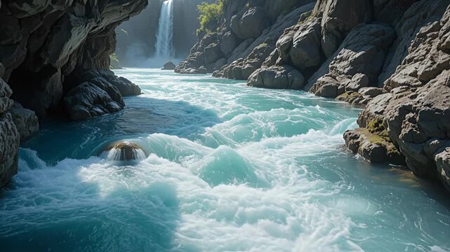 river canyon turquoise rapids in rocky gorge