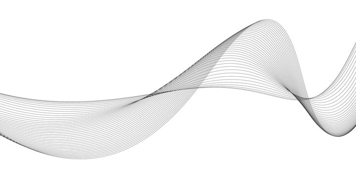 Technology abstract lines on white background. Undulate Grey Wave Swirl, frequency sound wave, twisted curve lines with blend effect