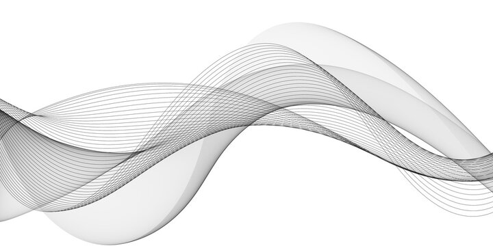 Technology abstract lines on white background. Undulate Grey Wave Swirl, frequency sound wave, twisted curve lines with blend effect