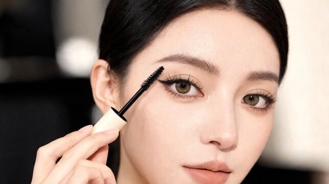 Close Up Beauty Portrait with Premium Mascara and Defined Lashes

