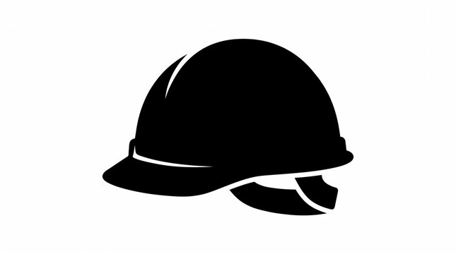 Stylized black hard hat silhouette, an essential icon representing worker safety, protection, and security in construction, industrial, and hazardous work environments